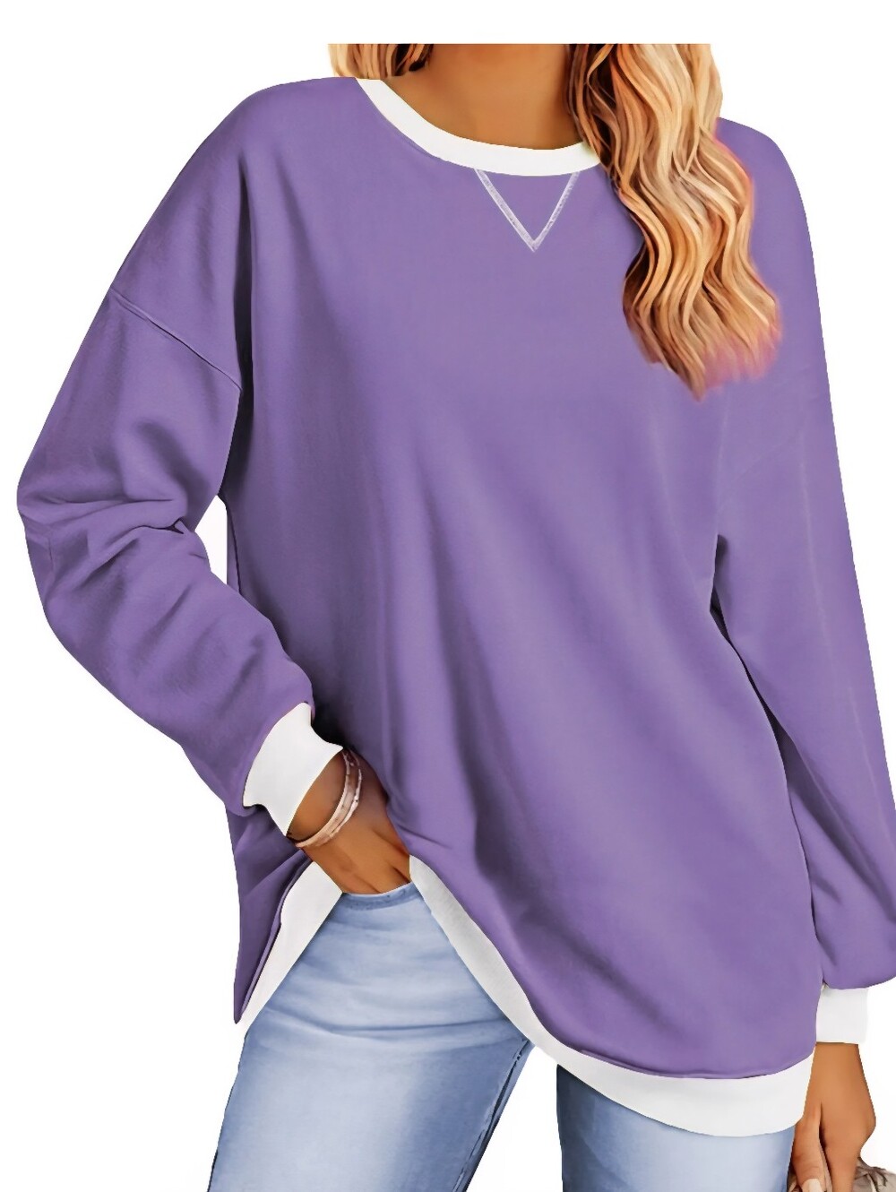 Casual Purple Long Sleeve Crewneck Top - Womens 3XL New Never Worn!